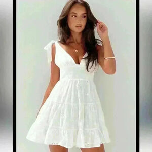 Princess Polly Galvis mini dress. White mini dress